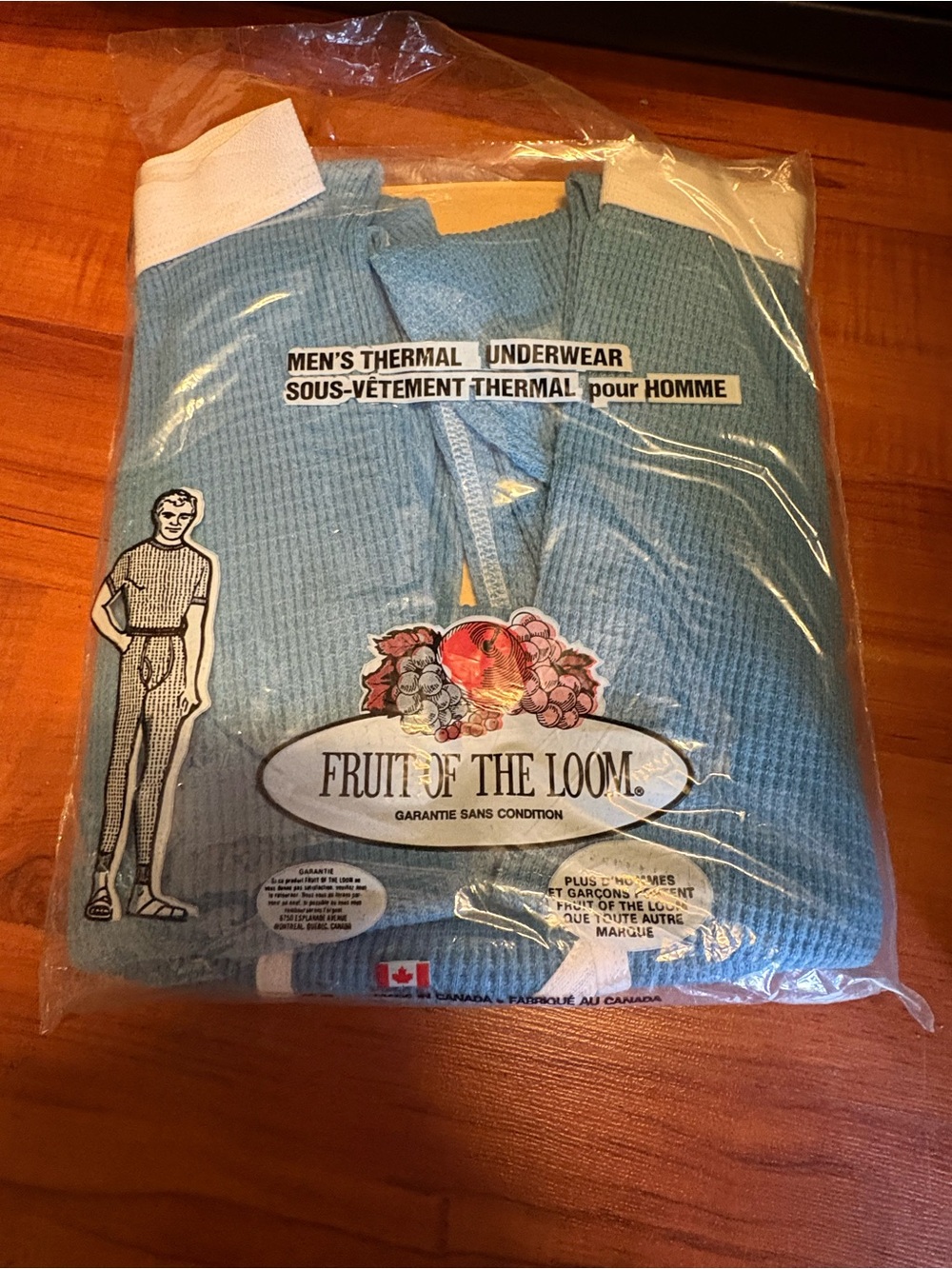 Fruit of the Loom Kids Light Blue Thermal Pajama Top with White Trim